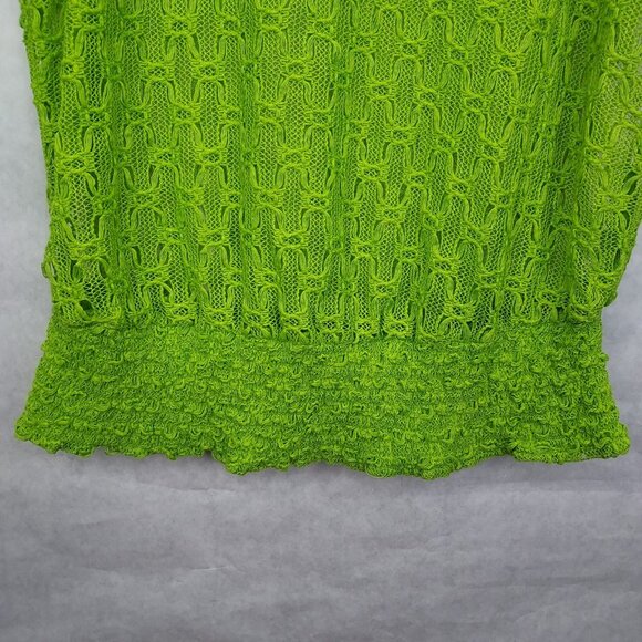 Trina Turk Cover-up Womens Med Top Lime Green Crochet Colorful Stretch Open Side - Picture 5 of 13
